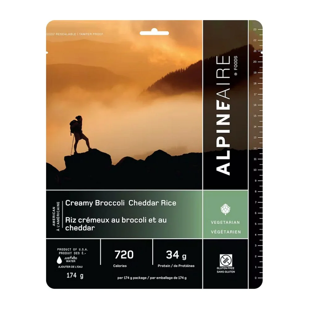 Met lyophilisé Alpine Aire Riz crémeux au brocoli et au cheddar