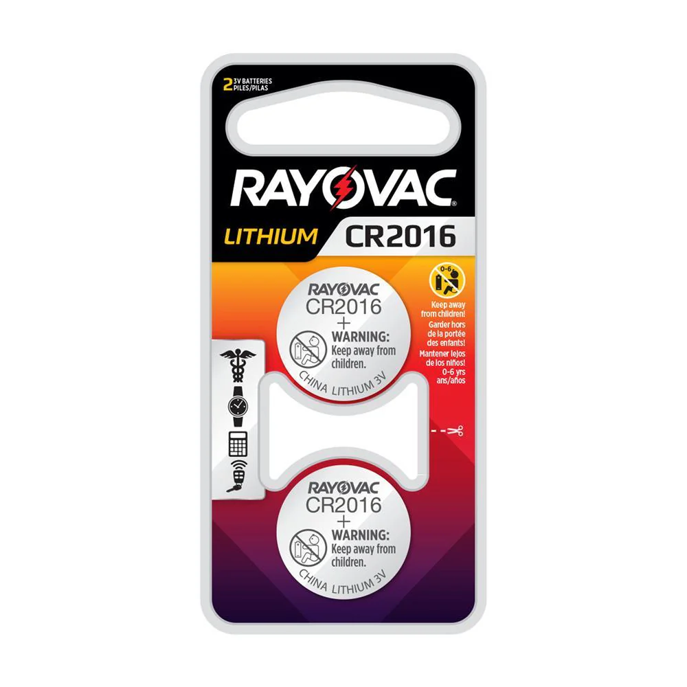 Paquet de 2 piles Rayovac CR2016